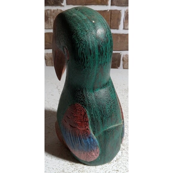 Vintage Wood Carved Toucan Bird Statue Hand Painted Made in Thailand AMP Company - Picture 6 of 12